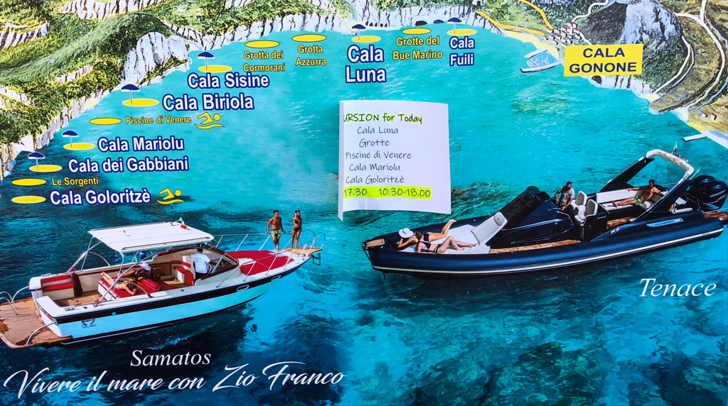 Mappa delle cale da visitare a Cala Gonone
